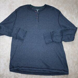 Bass Navy Long Sleeve Henley Shirt